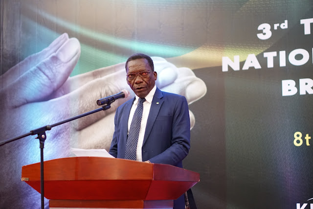  - Former Prime Minister, Mizengo Peter Pinda addresses participants during the 3rd Tanzania National Prayer Breakfast meeting organized by Kingdom Leadership Network Tanzania (KLNT) in Dodoma